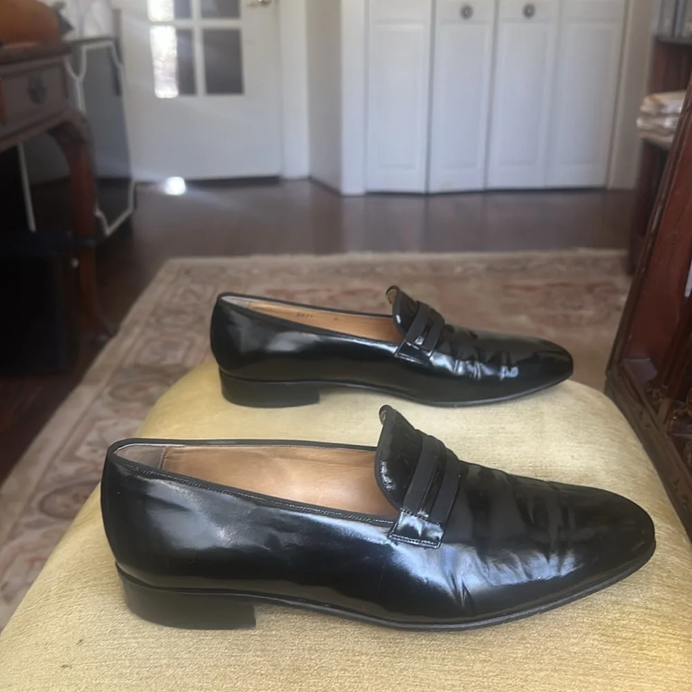 Mariano Black Patent Leather Dress Loafers Tuxedo Opera Shoes for Men Size 9
